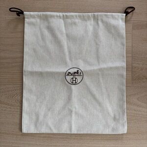 Hermes Authentic Herringbone Tweed Drawstring Storage Dust Bag, 15” X 17.5”